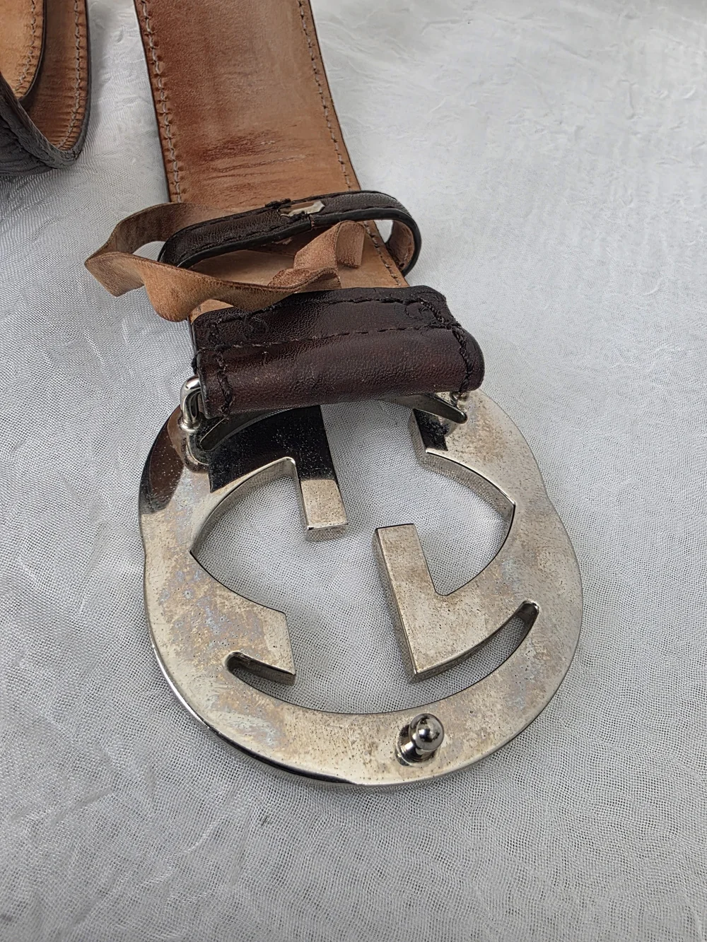 Auth Gucci Guccissima Double GG Leather Belt